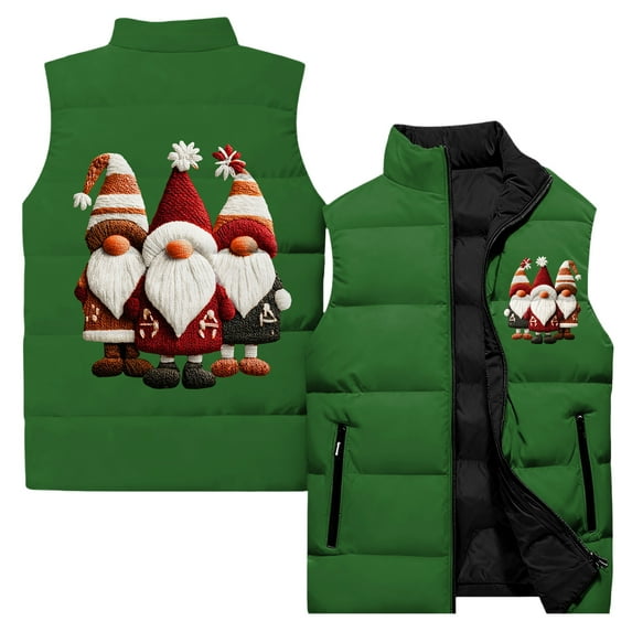 Wutalume Women's Casual And Fashionable Sleeveless Vest Christmas Printed Cotton Jacket, Festive and Lightweight Layer for Holiday and Everyday Style,Green XL