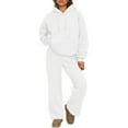 thumbnail image 1 of Wutalume Women's Casual Hooded Sweatshirt and Oversized Wide Leg Joggers Set, Relaxed Fit Sportswear and Lounge Outfit,White L, 1 of 6