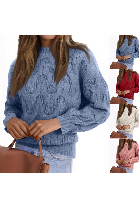 Women's Casual Loose Knit Sweater, Comfortable Everyday Pullover, Soft Yarn Long Sleeve Top for Relaxed Wear, Office and Weekend Outings,Beige L