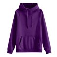 thumbnail image 1 of Wutalume Women's Casual Round Neck Long Sleeve Solid Color Hooded Sweatshirt, Comfortable and Versatile Top for Daily Wear, Offering a Relaxed Fit and Easy Movement,Purple XL, 1 of 2