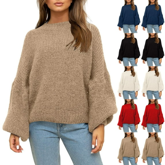 Wutalume Women's Casual Solid Color Loose Knit Sweater, Everyday Comfort Top, Soft Long Sleeve Pullover for Relaxed Wear and Lounging,Black S