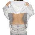 thumbnail image 1 of Wutalume Women's Chic Solid Color Backless Mesh Long Sleeve Hooded Sweatshirt, Fashionable and Breathable Top for Trendy Outfits, Ideal for Evening Events or Casual Days,White XL, 1 of 4
