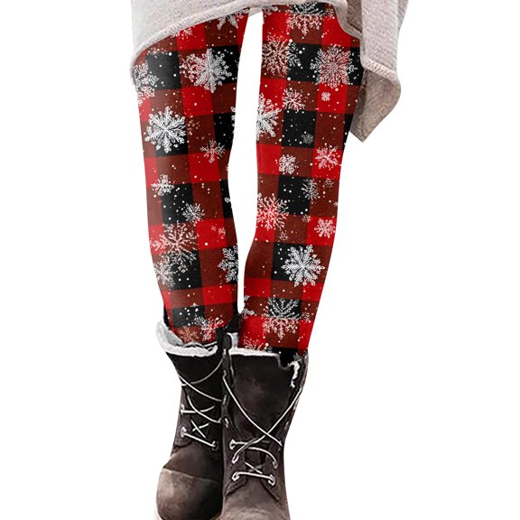 Wutalume Women's Christmas Print Slim Fit Elastic Yoga Pants for Casual Wear, Stretchy Workout Leggings with Festive Design and All-Day Comfort,White S