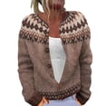 thumbnail image 1 of Wutalume Women's Fair Sweaters Neck Loose Fit Button Up Chunky Sweater Open Front Casual Fall Knit Jacket, Comfortable and Stylish Top for Layering,Brown M, 1 of 4
