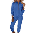 thumbnail image 1 of Wutalume Women's Fashion 2-Piece Solid Color Sweatshirt Set, Long Sleeve Top and Jogger Pants, Casual Sportswear Outfit,Blue 2XL, 1 of 5