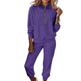 thumbnail image 1 of Wutalume Women's Fashion 2-Piece Solid Color Sweatshirt Set, Long Sleeve Top and Jogger Pants, Casual Sportswear Outfit,Purple S, 1 of 5