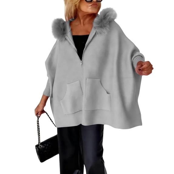 Wutalume Women's Fashion Casual Button Long Sleeve Round Neck Plush Jacket, Soft and Warm, Comfortable Fit, Ideal for Fall and Winter, Everyday Layering Piece,Gray S