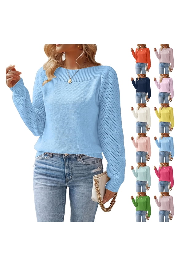 Women's Fashion Casual Openwork Long Sleeve Off Shoulder Pullover Knit Top, Cold Shoulder Design, Stylish Lacy Top for Evening Outings,Light pink XS