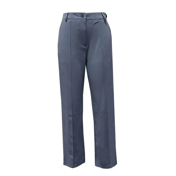 Wutalume Women's Fashion Casual Solid Color Straight Leg Pants with Pockets, Versatile Fit, and Everyday Comfort for Office and Casual Outings,Blue S