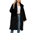 thumbnail image 1 of Wutalume Women's Fashion Plush Jacket Casual Solid-color Long-sleeved Cardigan Long Coat, Faux Fur Design, Warm and Elegant, Ideal for Winter Parties and Outings,Black XL, 1 of 7