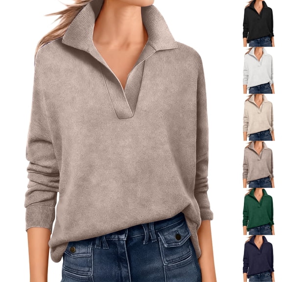 Wutalume Women's Fashion V-Neck Pullover Knitted Sweater Top, Flattering Silhouette, Soft Fabric for Everyday Elegance and Easy Styling,White L