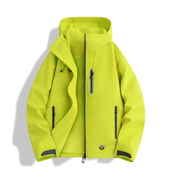 Wutalume Women's Fashionable and Comfortable Outdoor Windproof Jackets, Waterproof Raincoat for Hiking,Hooded Style,for All-Weather Protection and Active Wear,Fluorescence Yellow S