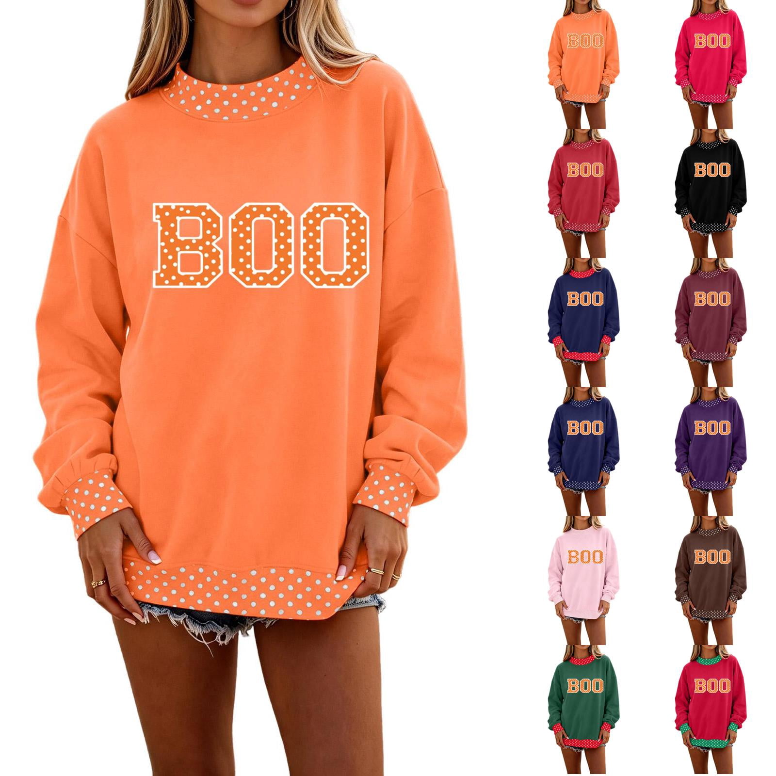 Waman Boo Wutalume Women's Halloween BOO Letter Sweatshirt - Oversized Long ...