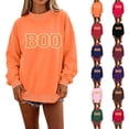 Waman Boo Wutalume Women's Halloween BOO Letter Sweatshirt - Oversized Long ...