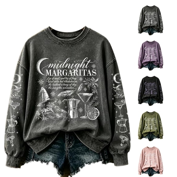 Wutalume Women's Halloween Graphic Print Sweatshirt - Long Sleeve Round Neck Pullover Top for Women, Casual Fall Outfit with Spooky Graphic