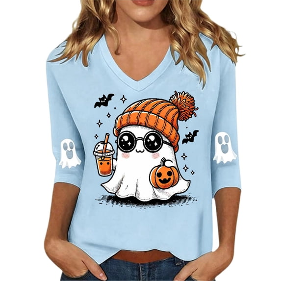 Wutalume Women's Halloween Hoodie Long Sleeve - cute ghost graphic for Halloween costume shirt & fall sweater, warm top for women