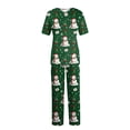 thumbnail image 1 of Wutalume Women's Holiday Print V-Neck Short Sleeve Scrub Set, Festive Top with Pockets and Work Pants, Medical Uniform Outfit,Green S, 1 of 5
