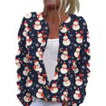 thumbnail image 1 of Wutalume Women's Holiday Style Long Sleeve Knitted Cardigan with Christmas Print, Button Down Jacket for Festive Seasons and Everyday Comfort,Navy 3XL, 1 of 6