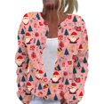 thumbnail image 1 of Wutalume Women's Holiday Style Long Sleeve Knitted Cardigan with Christmas Print, Button Down Jacket for Festive Seasons and Everyday Comfort,Pink 4XL, 1 of 6