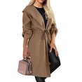 thumbnail image 1 of Wutalume Women's Loose Casual Solid Color Lightweight Long Sleeve Hooded Jacket, Comfortable Fit, Perfect for Fall and Spring, Versatile for Daily Wear and Layering,Camel L, 1 of 8