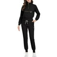 thumbnail image 1 of Wutalume Women's Loose Comfortable V-Neck Long Sleeve Scrub Set, Stand Collar Top with Multiple Pockets and Pants, Work Uniform,Black L, 1 of 4