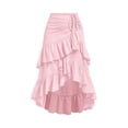 thumbnail image 1 of Wutalume Women's Maxi Skirt with Drawstring High Waist, Lightweight Tiered Flowy Floral Pleated Skirt, Vintage Beer Festival Style,Pink S, 1 of 5