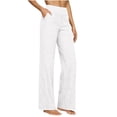 thumbnail image 1 of Wutalume Women's Pants Casual Loose Fit with Pockets, Solid Color Drawstring Wide Leg Trousers for Daily Wear, Work, Travel, Spring Summer Fashion,White M, 1 of 8