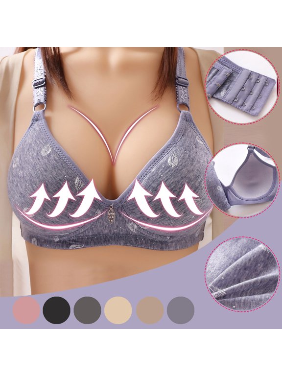 Women's Printed Full Cup Bras - Wireless Breathable Bra, Full Coverage Pattern Bra for Daily Style and Comfort,Pink 44