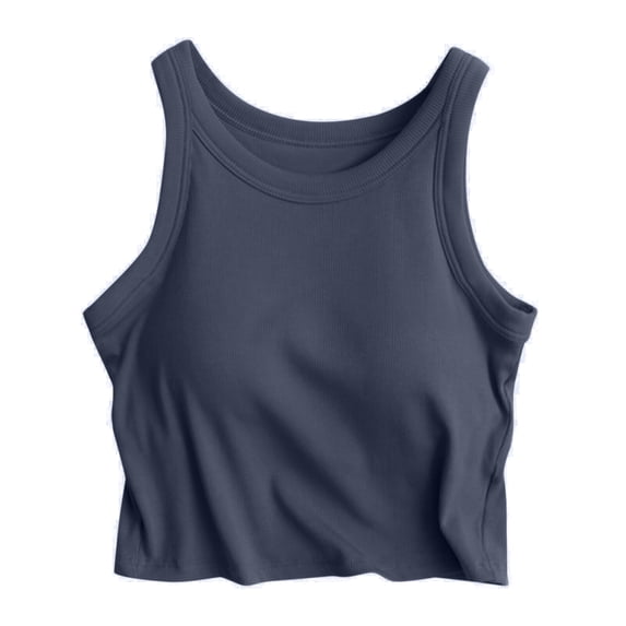 Wutalume Women's Ribbed Cropped Camisole With Built-in Bra, Sexy Plus Size Short Length Underwear Top, Soft & Comfortable, Everyday Essential,Dark Gray S