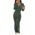 thumbnail image 1 of Wutalume Women's Slim Fit 2-Piece Set, Solid Color Zippered Top and Long Pants, Casual Fall and Spring Tracksuit Outfit,Army Green L, 1 of 6