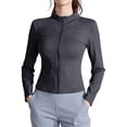 thumbnail image 1 of Wutalume Women's Slim Fit Stand Collar Nylon Sun Jacket Long Sleeve Lightweight Cardigan for Yoga Fitness Running Outdoor Sports,Black L, 1 of 7