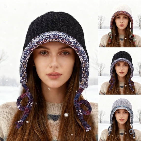 Wutalume Women's Soft Plush Winter Beanie, Thickened Toque Style Knit Hat, Warm and Cozy Yarn Cap for Everyday Cold Weather Wear,White