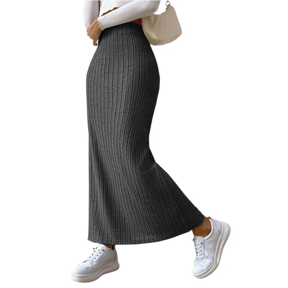 Wutalume Women's Solid Color Bodycon High Waist Slit Skirt, Curve-Hugging Pencil Skirt, Side Split for Club, Date Night, and Formal Events,Dark Gray M