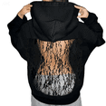 thumbnail image 1 of Wutalume Women's Solid Color Fashion Backless Hollow Mesh Long Sleeve Hooded Sweatshirt, Unique and Stylish Design for Casual Wear,Black L, 1 of 4