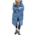 thumbnail image 1 of Wutalume Women's Solid Color Winter Thickened Loose Long Knee-length Cotton-padded Down Jacket Coat, Warm and Cozy, Oversized Design, Perfect for Extreme Cold Weather,Blue M, 1 of 5