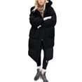 thumbnail image 1 of Wutalume Women's Solid Color Winter Thickened Loose Long Knee-length Cotton-padded Down Jacket Coat, Warm and Cozy, Oversized Design, Perfect for Extreme Cold Weather,Black L, 1 of 5