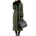 thumbnail image 1 of Wutalume Women's Solid Color Winter Thickened Wool Blend Long Coat with Lining, Elegant and Warm, Oversized Fit, Ideal for Formal and Casual Occasions in Cold Seasons,Green XL, 1 of 5