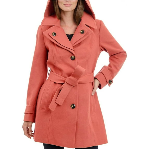 Wutalume Women's Solid Color Winter Thickened Wool Blend Long Coat with Lining, Elegant and Warm, Oversized Fit, Ideal for Formal and Casual Occasions in Cold Seasons,Red 2XL
