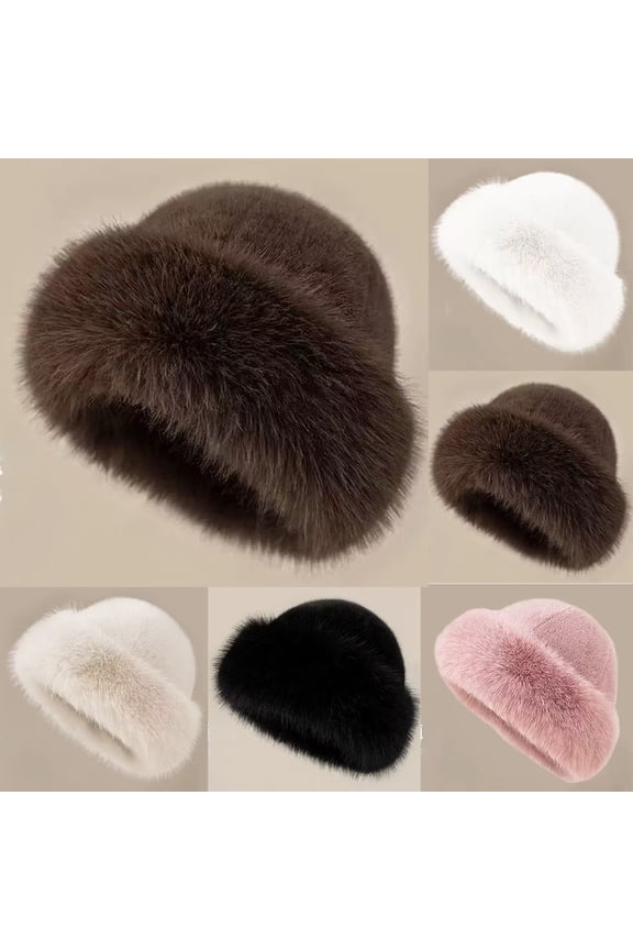 Women's Warm Winter Hat, Thick Plush Mongolian Style Trapper Hat, Fleece Lined Soft Beanie for Cold Weather, Casual and Versatile,Coffee
