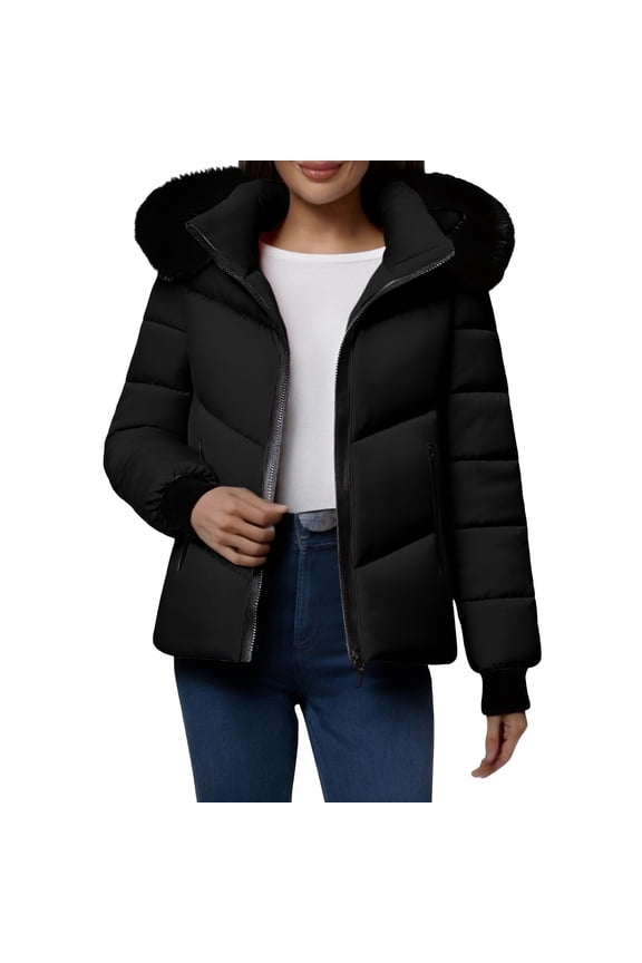 Women's Winter Warm Cotton Jacket Single Breasted Zipper Jacket, Cozy and Lightweight, Comfortable Fit, Ideal for Cold Weather and Everyday Activities,Black 2XL