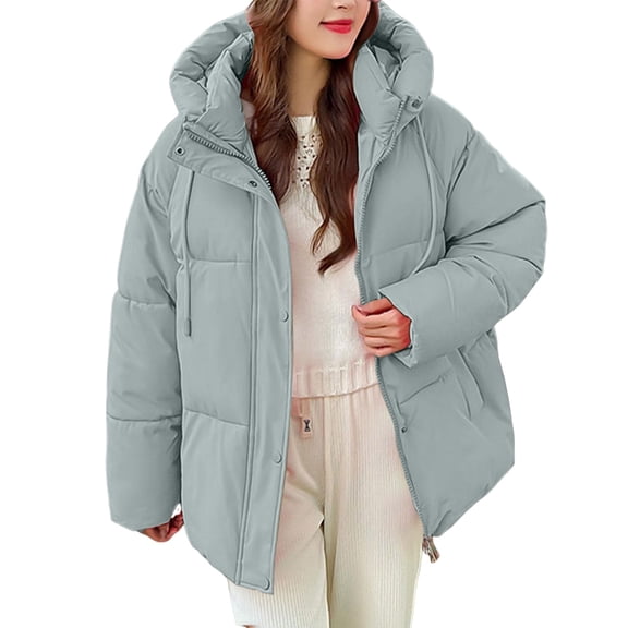 Wutalume Women's Winter Warm Cotton Jacket Single Breasted Zipper Jacket, Soft and Lightweight, Comfortable for Daily Wear, Ideal for Cold Seasons and Layering,Light Blue XL