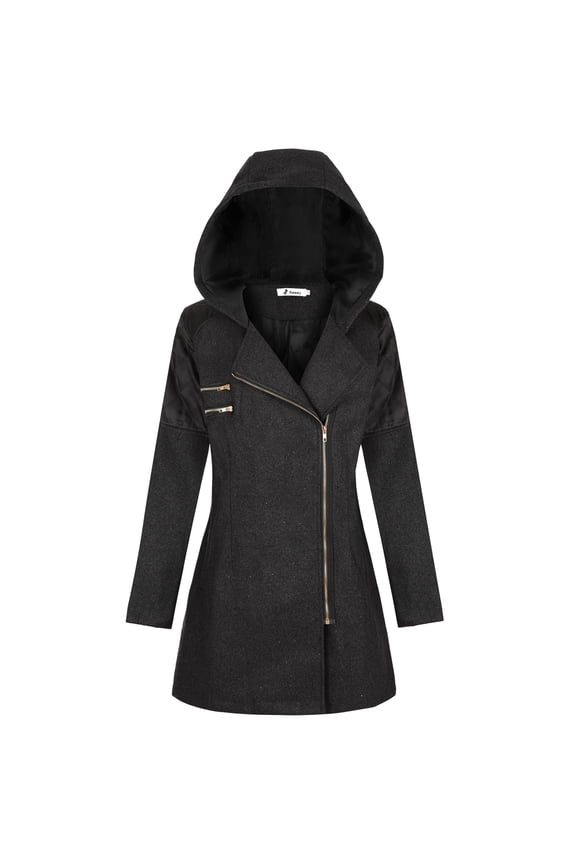 Women's Winter Warm Outwear Floral Print Hooded Pockets Vintage Oversize Coats, Soft and Cozy Fabric, Elegant Design, Ideal for Cold Weather and Casual Fashion,Black 2XL