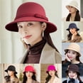 thumbnail image 1 of Wutalume Women's Wool Felt Round Top Fisherman Hat, British Style Basin Hat, Vintage and Versatile Internet Famous Fashion Accessory,Beige, 1 of 4