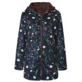 thumbnail image 1 of Wutalume Womens Winter Warm Outwear Floral Print Hooded Pockets Vintage Oversize Coats, Comfortable and Fashionable Long Sleeve Jacket for Cold Days,Dark Blue L, 1 of 5