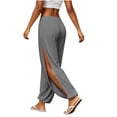 thumbnail image 1 of Wutalume Yoga Pants for Women - High Slit Harem Boho Flowy Trousers with Wide Leg, Breathable Lightweight Pants for Gym, Dance & Daily Casual Wear,Light Gray S, 1 of 7