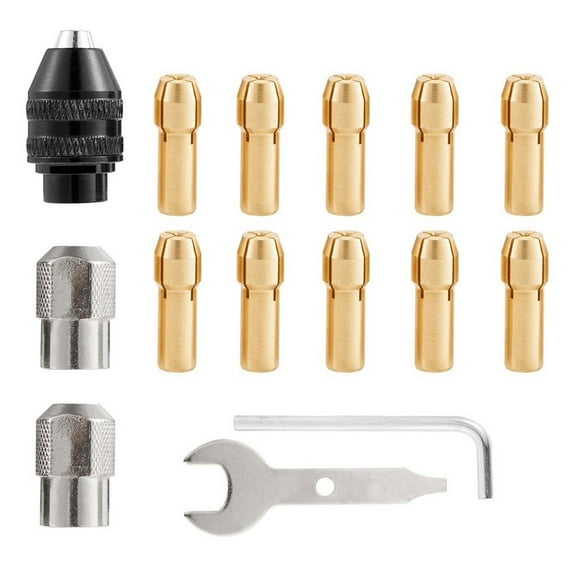 Wuweikeji 15 Pcs Drill Chuck Collet Set for Dremel, 1/32" To 1/8" Replacement 4486 Drill Keyless Bit Chuck Shank Rotary Tool Quick Change