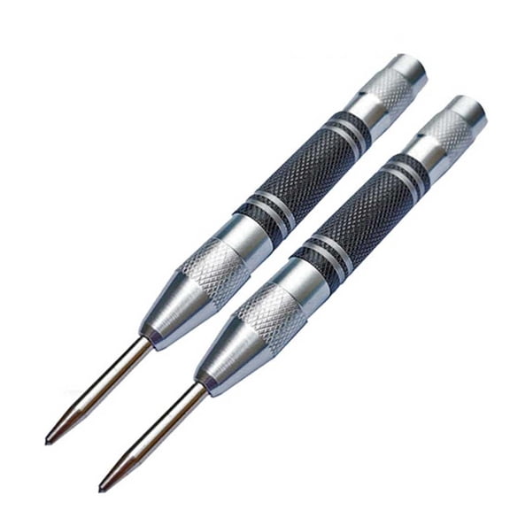 Wuweikeji 2 Pcs Automatic Center Punch HCS for Wood Metal Steel Aluminum Automatic Center Punch Adjustable Spring Hand Tool-Center Punch