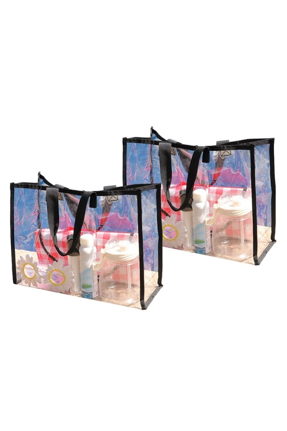 2x Stadium Approved Clear Tote Bags with Handles for Beach Concerts 20x14x7inch