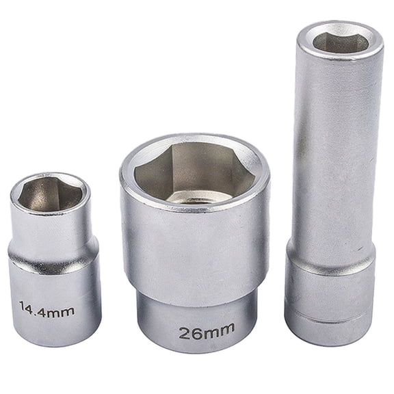 Wuweikeji 3 Pcs Socket with Tool Nuts Engine Fuel Injection Pump Temperature Sensor Sleeve Tool 14.4mm 26mm 1/2 Socket for Triangular Socket-Socket & Tool Nuts