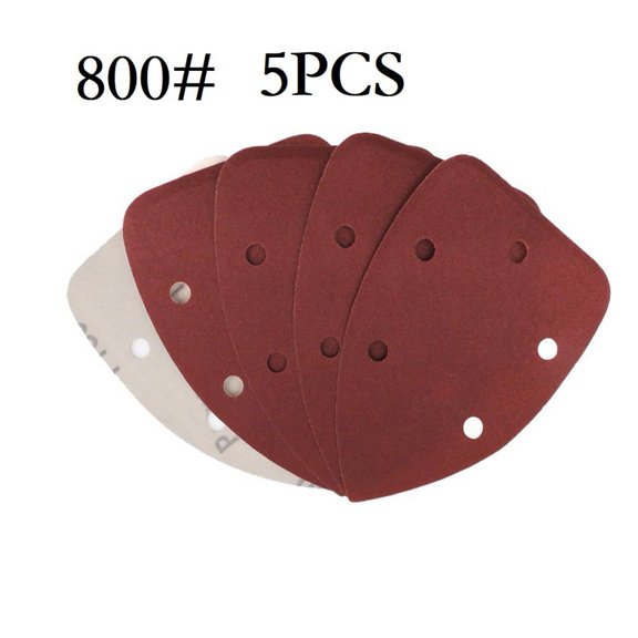 Wuweikeji 5 Pcs Sandpaper 40Grit-1000Grit 5 Holes for Power Tools Pneumatic Tools Sandpaper Triangle Hook & Loop Abrasive Sanding Disc